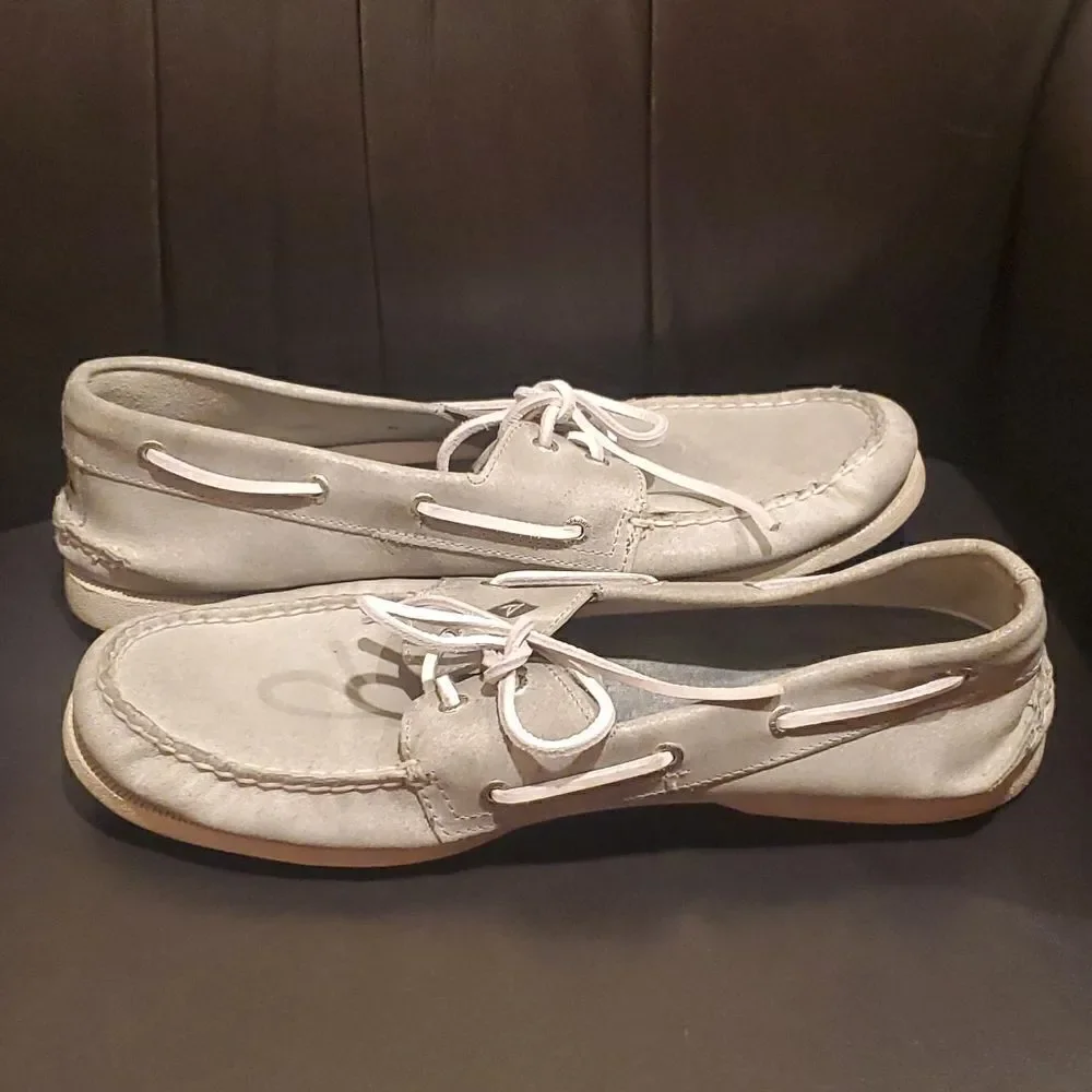 ‎SPERRY Top - Sider Leather Grey Boat Shoes - Size 13